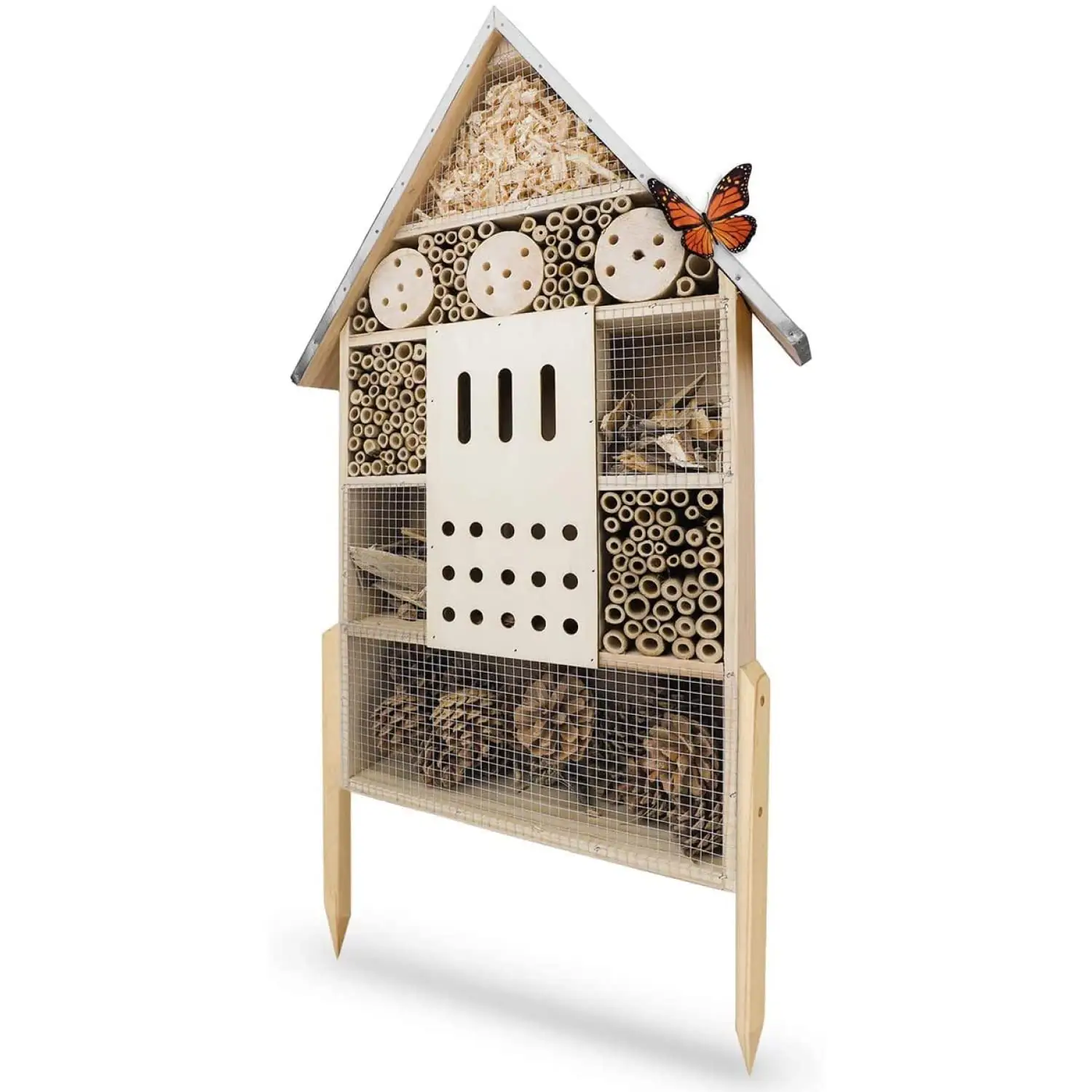 بيت فراشة نحلة خشبي مُعلّق على شكل خشبية مزرعة للفنادق والأماكن الخارجية للحشرات