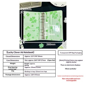 Nuovo Arrivo: Agenda A6 in Pelle PU con Anelli, Design <span class=keywords><strong>Quadrifoglio</strong></span> Verde Portafortuna, Taccuino da Viaggio Portatile per Pianificazione Quotidiana - Product Image 4