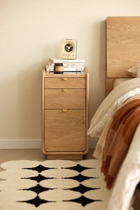 Q6052 Minimalist Style Solid Oak Wood 3 <strong>Drawers</strong> <strong>With</strong> Jewelry Box Bedroom NightStand <strong>Bedside</strong> <strong>Table</strong> for <strong>Small</strong>-size Apartment - Product Image 2