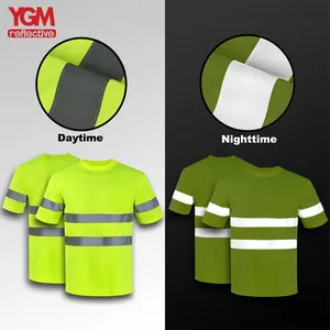 Высококачественная Мужская футболка с высокой видимостью, с коротким рукавом, светоотражающая безопасность, рабочие футболки-поло