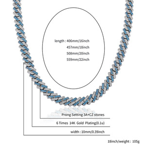 Cadena Cubana de 10 mm Personalizada con Circones, Brazalete de Hierro Unisex Estilo Hip-hop - Product Image 4