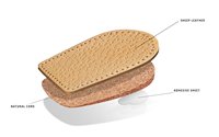 Semelle orthopédique de rehaussement du talon en cuir véritable et liège, auto-adhésive, absorption des chocs, design fin, pour tendinite d'Achille
