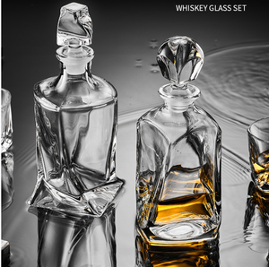 Ensemble de carafe à <span class=keywords><strong>whisky</strong></span> élégante en cristal gaufré, ensemble de verrerie à liqueur 7 pièces avec support pour logo personnalisé - Product Image 5