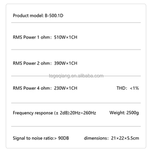 Amplificateur de <span class=keywords><strong>voiture</strong></span> monobloc de style brésilien <span class=keywords><strong>500W</strong></span> classe D pour subwoofer avec radiateur et crossover OEM ODM - Product Image 3