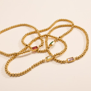 Pulsera de Cadena Fina con Cuentas de Circonita Natural Colorida, Segura para la Piel, Chapada en Oro PVD de 18K, de Acero Inoxidable, con Piedra de Nacimiento - Product Image 2