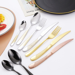 Ensemble de couverts en acier inoxydable 4 pièces, couteau à steak, fourchette, cuillère, couleur unie, vaisselle de fête - Product Image 2
