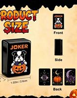 Jeu de Mahjong américain automatique pliable en acrylique noir, en stock, avec tuiles de jeu imprimées décoratives motif Bouledogue d'Halloween