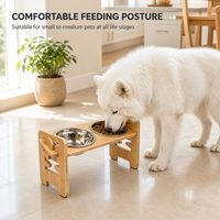 Support de gamelle surélevé réglable en bois pour chien, double gamelle en acier inoxydable pour chien et chat, antidérapant et anti-renversement pour nourriture et eau