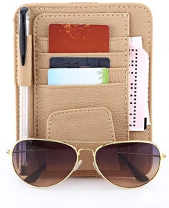 Rangement en cuir pu pour lunettes, <span class=keywords><strong>pare</strong></span>-soleil de voiture, organisateur de billets, porte-monnaie, Clips pour cartes de crédit, accessoires visière d'intérieur automatique - Product Image 2