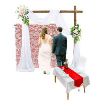 Chemin de table en mousseline de soie en gros, lavable, luxueux, personnalisé, rouge, pour mariage