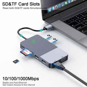 Station d'accueil USB-C 11-en-1 OEM avec triple écran, double HDMI 4K, adaptateur VGA, Gigabit USB 3.0, SD/TF pour MacBook M1/M2/M3 <span class=keywords><strong>DisplayLink</strong></span> - Product Image 3