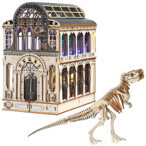Wooden 3D Puzzle Building with Dinosaur Skeleton <b>Model</b> DIY Assembly Toy for Adults and Teens Static Decoration Craft <b>Kit</b> - Product Image 1