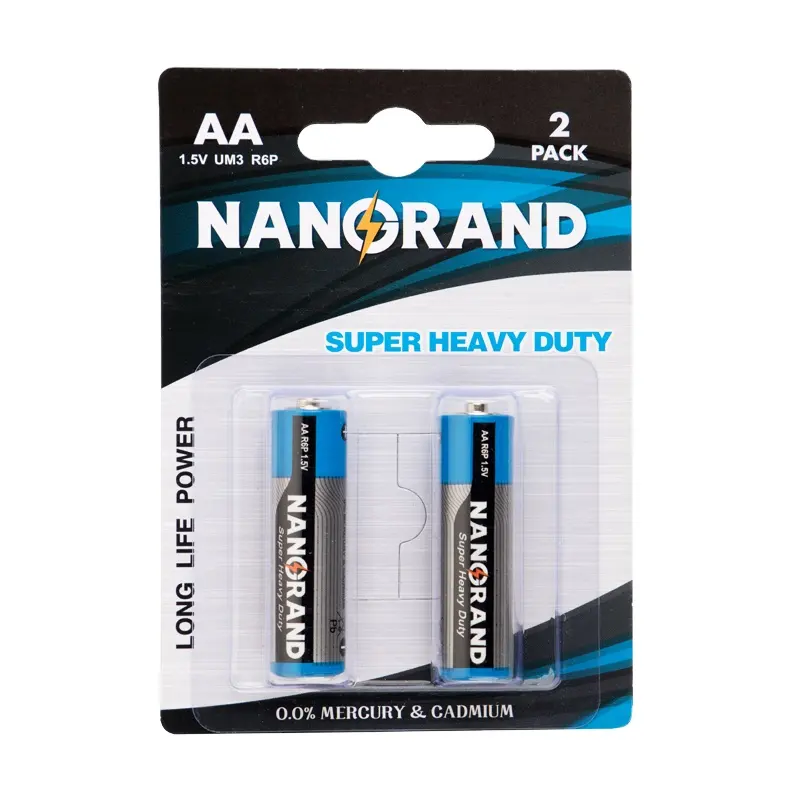 No.5 2x1,5 V R6 Aa Um3 Aar6p Batería de carbono de zinc de servicio extra pesado de Pvc para relojes