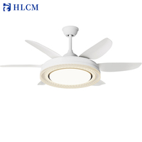 Ventilateur de plafond moderne avec moteur à courant continu, 6 vitesses, télécommande intelligente, lampe de plafond, lustre, ventilateur de plafond avec lumière LED à intensité variable