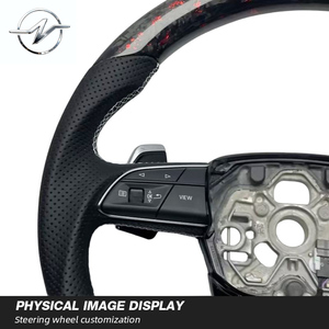 Vente directe d'usine, volant en cuir perforé à 4 branches en fibre de carbone pour <span class=keywords><strong>Audi</strong></span> A3/A4/A5/A6/<span class=keywords><strong>Q5</strong></span>/Q7/S3/Rs3/Rs6/Rs7/R8/Tt/A7 - Product Image 2