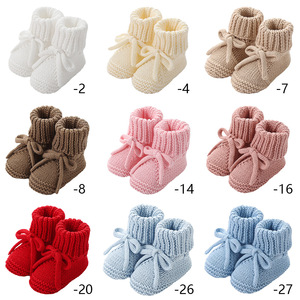 Scarpine per Neonati 100% Cotone Lavorato <span class=keywords><strong>a</strong></span> <span class=keywords><strong>Maglia</strong></span>, Prime Calde e Confortevoli Scarpine per Bambini e Bambine, Regalo per Baby Shower - Product Image 1