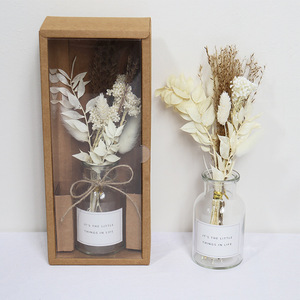 A-1160 gros accueil parti decor ins <span class=keywords><strong>verre</strong></span> <span class=keywords><strong>vase</strong></span> pampass herbe cadeau ensemble petit séché pampas herbe avec dans <span class=keywords><strong>vase</strong></span> en <span class=keywords><strong>verre</strong></span> cadeau boîte - Product Image 1