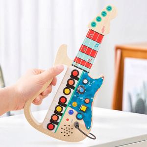 Guitare en bois pour enfants, instrument musical pour tout-petits, 3 modes de jeu et lumière LED, jouets éducatifs - Product Image 3