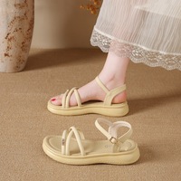 Sandales de plage Paw-Step Roman pour femme, nouvelle collection été 2025, style féerique, fermeture à boucle solide, semelle souple anti-fatigue, doublure en PU, bout en caoutchouc