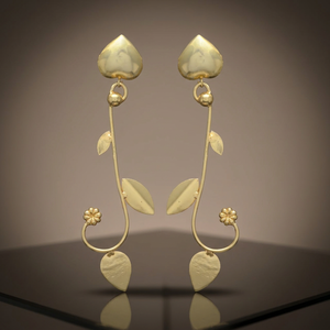 Pendientes de Moda con Forma de Corazón y Hojas Chapadas en Oro, Pendientes de Latón Hechos a Mano con Piedras Preciosas para Compromiso - Product Image 3