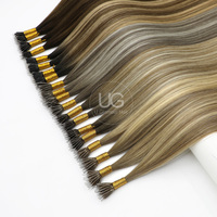 U Glamour Vente en gros Best-seller Extensions de cheveux Nano fines, douces et légères en cheveux russes Remy sans couture