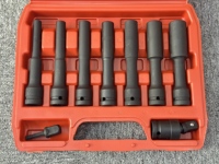 Kit de douilles à chocs universelles 9 pièces, entraînement 1/2 pouce, avec rallonge et rotule, pour atelier et bricolage