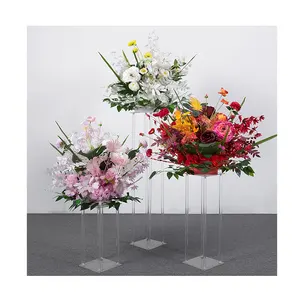 10% बंद शादी की आपूर्ति तालिका Centerpieces 40cm लंबा पारदर्शी वर्ग एक्रिलिक फूल स्टैंड