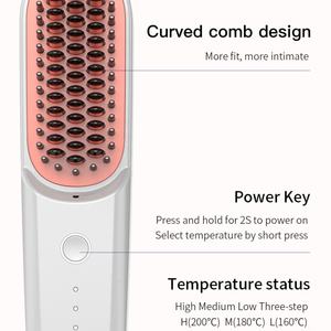 Lisseur de barbe et de cheveux sans fil portable, peigne chauffant avec 3 réglages de température, peigne lissant pour le coiffage de la barbe - Product Image 5