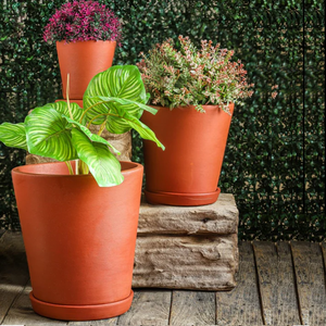 Juego de 3 Macetas Grandes Tradicionales Hechas a Mano para Interiores y Exteriores, Balcón, Terraza, Jardín, Decoración del Hogar, Macetas Rústicas de Barro - Product Image 4