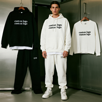 Conjunto de Sudadera con Capucha y Pantalones Deportivos Unisex, de Alta Calidad, Estilo Casual, Oversize, 400 Gsm, Felpa Francesa, con Logotipo Personalizado