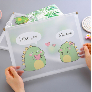 Cô gái A4 thư mục tập tin cho tài liệu Kawaii Dễ thương đồ dùng học tập PP lưu trữ dây kéo túi - Product Image 3
