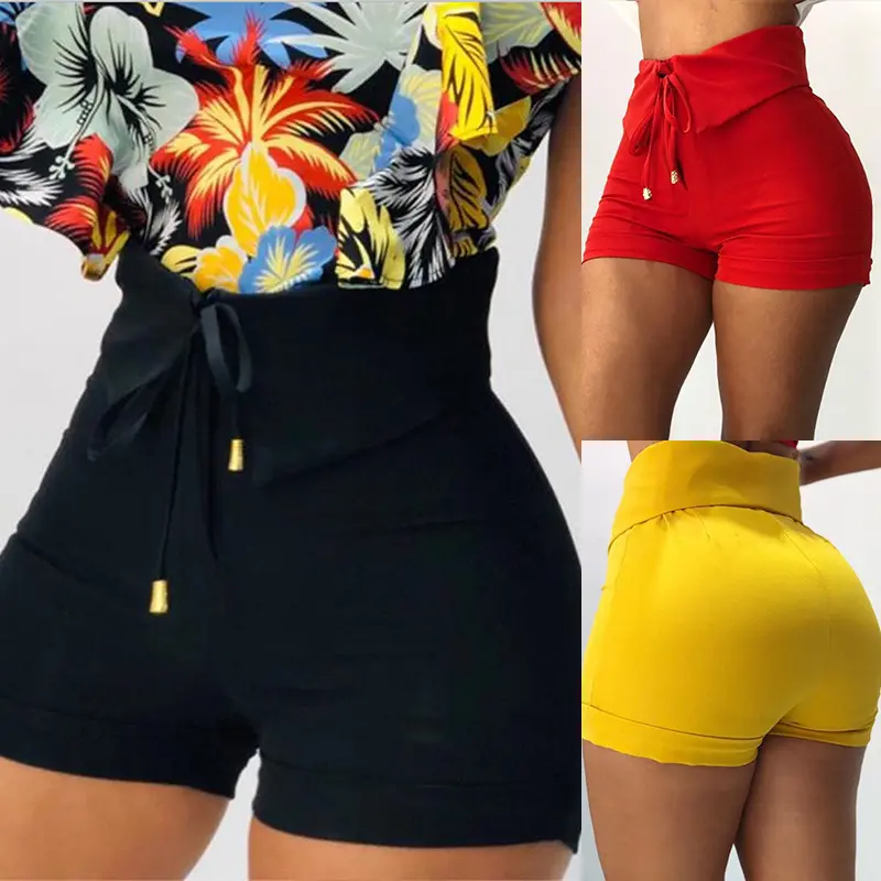 2022 Vrouwen Hoge Taille Shorts Mode Zomer Casual Vrouwelijke Sexy Skinny Korte Broek Met Riem Plus Size Korte Feminino