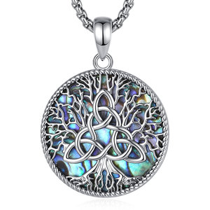 Collana Gotica Merryshine con Ciondolo a Spirale Albero della Vita in Rame e Madreperla di Abalone per Madre e Figlia - Product Image 1