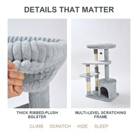 Griffoir multi-niveaux pour chat avec jouet rembourré en peluche côtelée épaisse et sisal, type condo pour chat