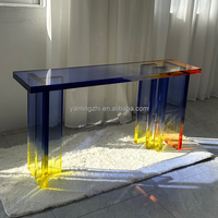 Table de console en acrylique transparent de couleur dégradée personnalisée OEM Mobilier de maison en acrylique Table d'entrée en acrylique au design moderne