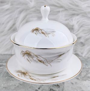 Juego de Vajilla de Porcelana China con Diseño de Montaña Dorada Oriental, Juego Completo para Mesa de Hotel, Platos, Tazones, Olla para Sopa, Taza - Product Image 4