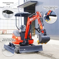 Mini-excavatrice sur chenilles avec cabine, 1 tonne, 1,5 tonne, 2 tonnes, 3 tonnes, pour travaux de terrassement hydraulique, vente en gros