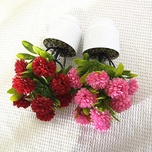 Nouvel ensemble de 12 mini-bonsaïs de chrysanthèmes boule, fleurs de pluie en pierre, plantes artificielles créatives faites à la main en pot pour intérieur/extérieur - Product Image 4