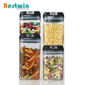 4 gói nhà bếp bền vuông rõ ràng kín thực phẩm <span class=keywords><strong>container</strong></span> đựng thức ăn đựng thức ăn tổ chức nhựa thực phẩm lưu trữ Jar hộp - Product Image 5