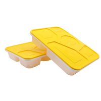 Boîte bento jetable à 5 compartiments, compatible micro-ondes, en plastique PP, pour plats chauds à emporter