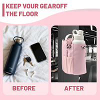 Sac de sport magnétique SHQC en nylon imperméable avec poche zippée pour téléphone, bandoulière, écologique, antidérapant, réglable, pour bouteille d'eau, rose