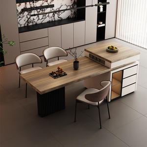 Isola Multifunzionale in Legno di Alta Gamma con Piano in Pietra, Design Italiano di Lusso Leggero, <span class=keywords><strong>Penisola</strong></span> da Cucina Rettangolare - Product Image 3