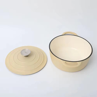 Mini-cocotte en émail beige, ustensile de cuisson en fonte émaillée