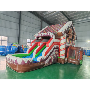 Castillo inflable comercial personalizado de PVC duradero con impresión digital para parque de Navidad, con tobogán y piscina. - Product Image 6