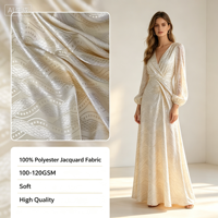 Tissu Jacquard à Prix Usine, 100% Polyester, Poids Moyen, Anti-Boulochage, Largeur Personnalisée pour Robes et Vêtements de Mode Féminins