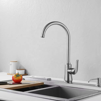Robinet de cuisine monocommande flexible FEIDU en acier inoxydable 304 brossé, à montage sur plan, rotation à 360 degrés, avec cartouche céramique facile à installer