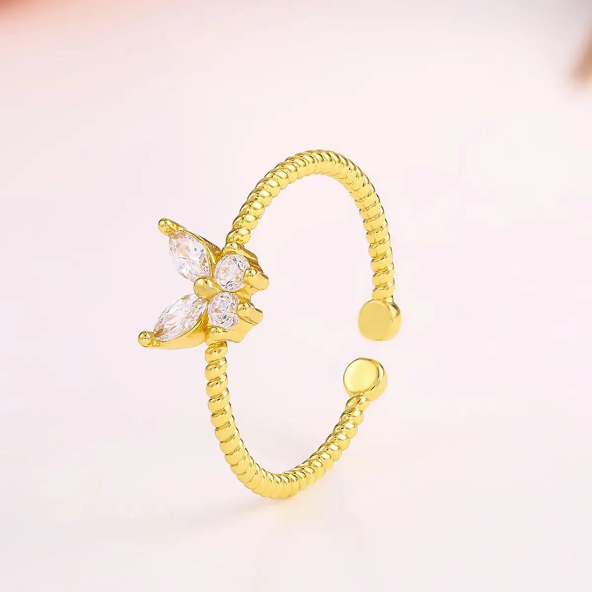 Vente en gros de bague papillon mode bague de promesse diamant délicate minimaliste bijoux papillon cristal cadeau meilleur ami