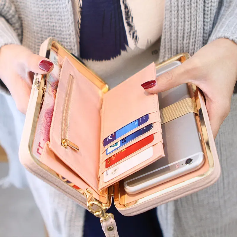 Dompet wanita untuk samsung dompet kartu casing ponsel modis wanita dompet panjang kulit casing ponsel wanita dengan dompet