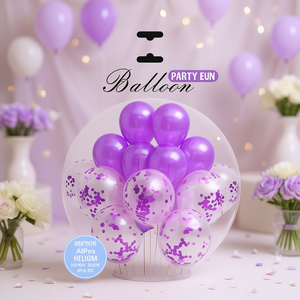 ชุดลูกโป่งปาร์ตี้แสนสนุก ขนาด 12 นิ้ว ทำจากยางลาเท็กซ์ สีม่วง ประดับด้วยคอนเฟตติ สำหรับตกแต่งงานวันแม่ - Product Image 2