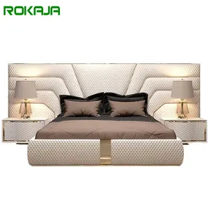 Modern Luxury Italy New Design King Size Bed High End Bedroom Home Furniture Big Headboard Beds